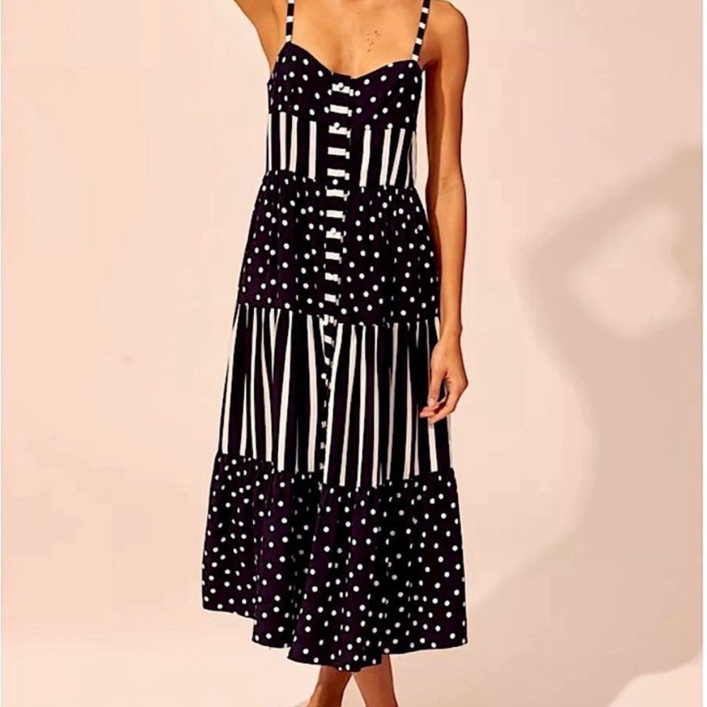 SOLID & STRIPED Black and White Midi Dress